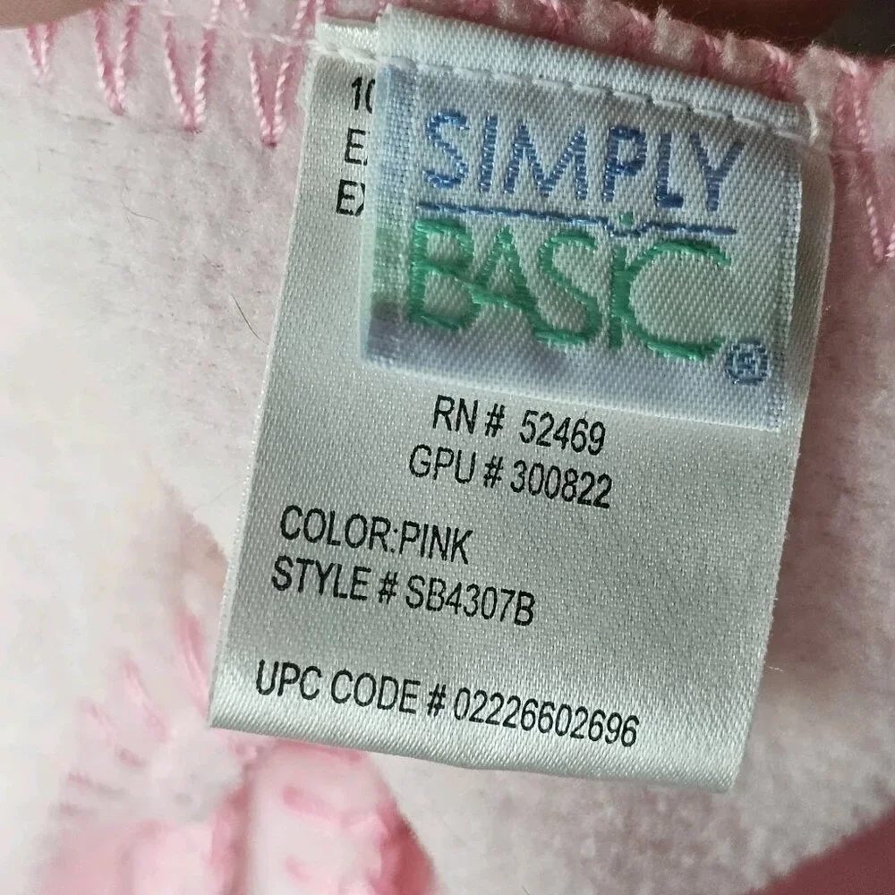 VTG Y2K Basic Editions Baby Blanket Light Pink Bunny Rabbit Butterfly Fleece 30